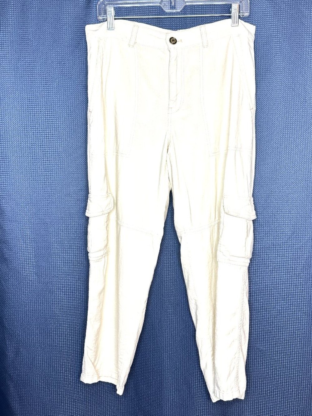 Anthropologie Pilcro Soft Ivory Ankle Cargo Pants, Large  Boho Beach Lightweight